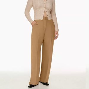 Aritzia Wide-Leg Wool-Blend Trousers in Camel